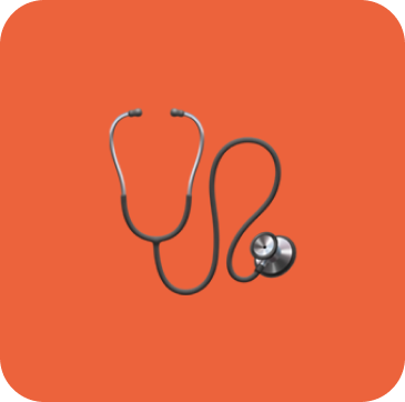 Illustration d’un stéthoscope sur fond orange.