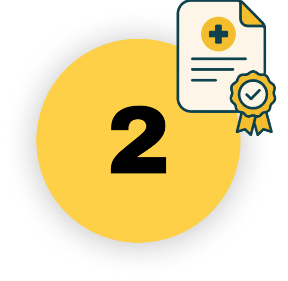 Illustration de l’étape 2 : certificat médical validé.